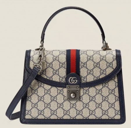 Gucci Ophidia GG Small Top Handle bag in Blue Supreme Canvas