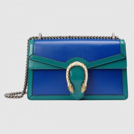 Gucci Dionysus Bicolor Small Shoulder Bag in Blue Leather