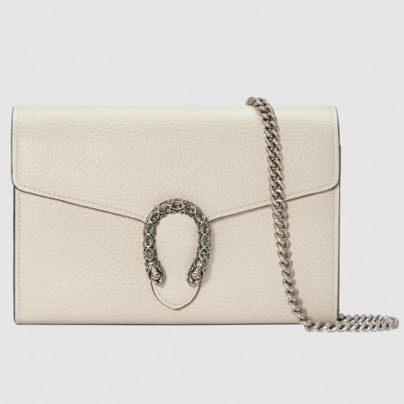 Gucci Dionysus Mini Chain Wallet in White Leather