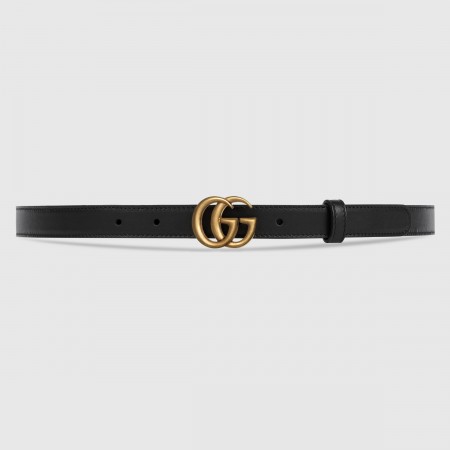 Gucci GG Marmont Thin Belt 20MM in Black Leather