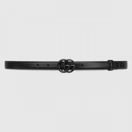 Gucci GG Marmont Belt 20MM in Black Leather with Black Buckle