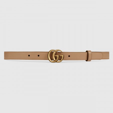 Gucci GG Marmont Thin Belt 20MM in Tan Leather