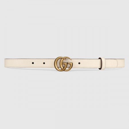 Gucci GG Marmont Thin Belt 20MM in White Leather