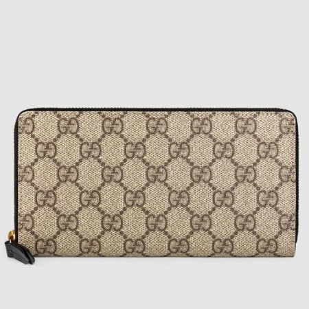 Gucci Zip Around Wallet In Beige GG Supreme Canvas