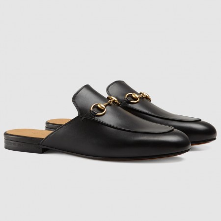 Gucci Women's Princetown Slippers in Black Leather