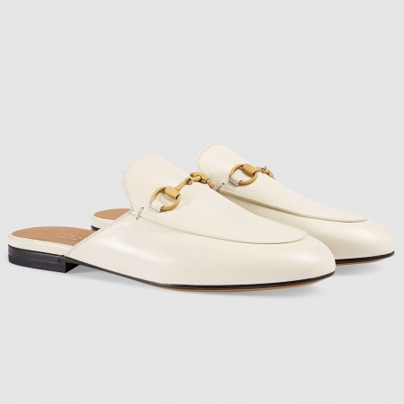 Gucci Women's Princetown Slippers in White Leather