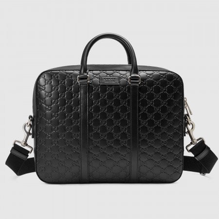 Gucci Medium Briefcase in Black Signature Leather