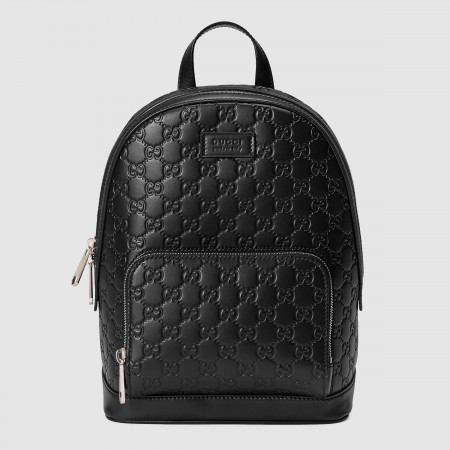 Gucci Small Backpack in Black Signature Leather 
