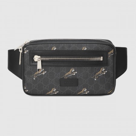 Gucci Bestiary Belt Bag in Black GG Supreme with Tigers