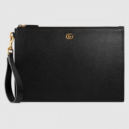 Gucci GG Marmont Portfolio Pouch in Black Leather