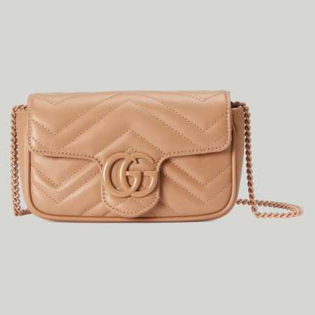 Gucci GG Marmont Super Mini Bag in Rose Beige Matelasse Calfskin