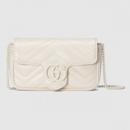 Gucci GG Marmont Super Mini Bag in White Matelasse Calfskin