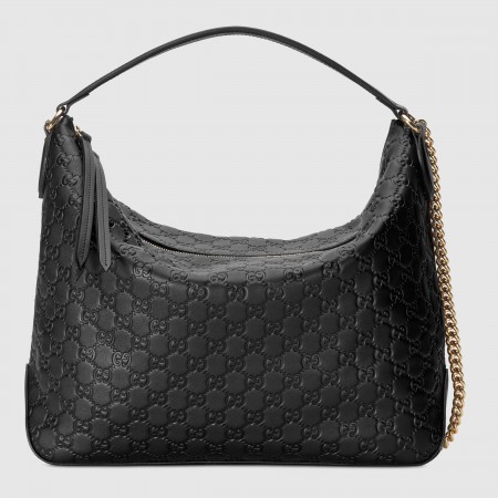 Gucci Hobo Bag In Black Guccissima Signature Leather