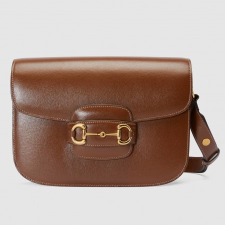 Gucci Horsebit 1955 Shoulder Bag in Brown Calfskin
