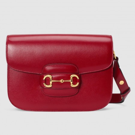 Gucci Horsebit 1955 Shoulder Bag in Red Calfskin