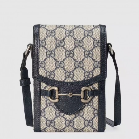 Gucci Horsebit 1955 Mini Bag in Blue GG Supreme Canvas