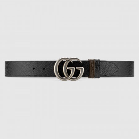 Gucci GG Marmont Reversible Belt 38MM in Noir/Brown Leather
