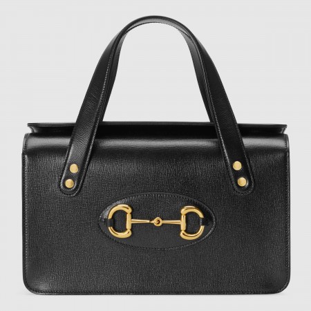 Gucci Horsebit 1955 Small Top Handle Bag in Black Leather