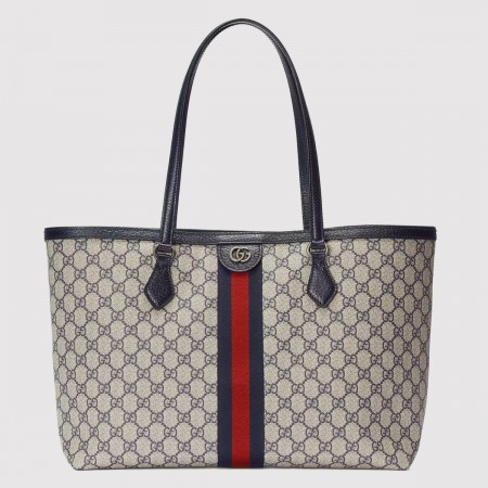 Gucci Ophidia GG Medium Tote Bag in Blue Supreme Canvas