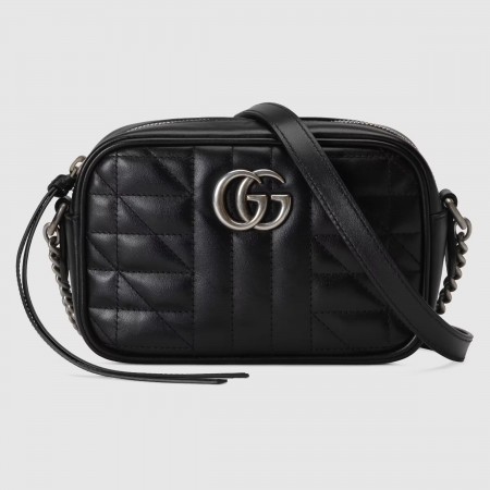 Gucci GG Marmont Mini Camera Bag in Black Matelasse Leather