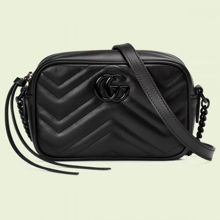 Gucci GG Marmont Mini Camera Bag in Black Matelasse Calfskin