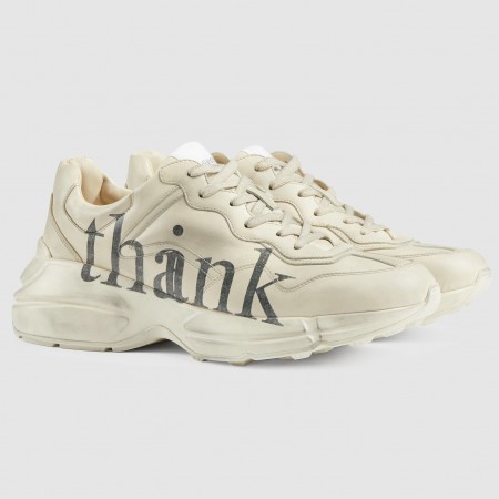 Gucci Men's Rhyton Sneakers with Thank Print