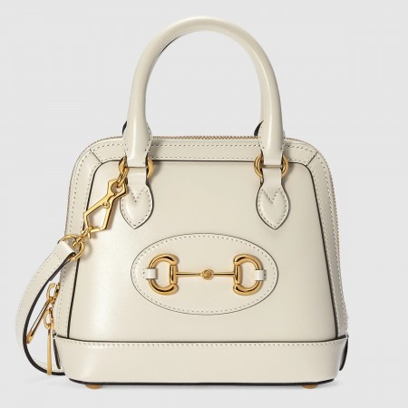 Gucci Horsebit 1955 Mini Top Handle Bag in White Calfskin