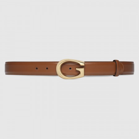 Gucci G Buckle Belt 30MM in Brown Leather 