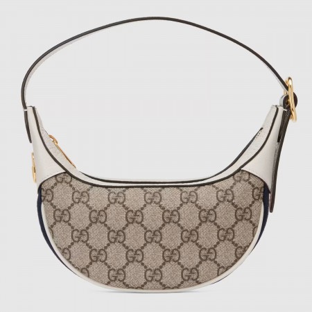 Gucci Ophidia GG Mini Hobo Bag in GG Canvas with White Leather