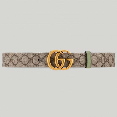 Gucci GG Marmont Reversible Belt 38MM in GG Supreme with Green Leather