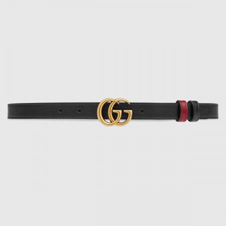 Gucci GG Marmont Reversible Belt 20MM in Black/Red Leather