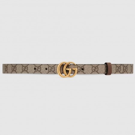 Gucci GG Marmont Reversible Belt 20MM in GG Canvas and Brown Leather