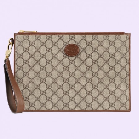 Gucci Portfolio Pouch in Beige GG Canvas with Interlocking G