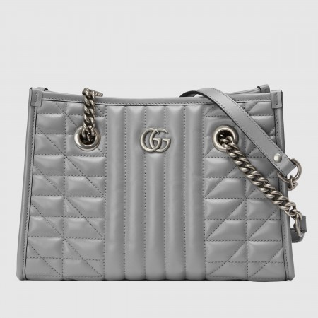 Gucci GG Marmont Small Tote in Grey Matelasse Leather