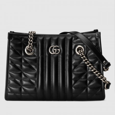 Gucci GG Marmont Small Tote in Black Matelasse Leather