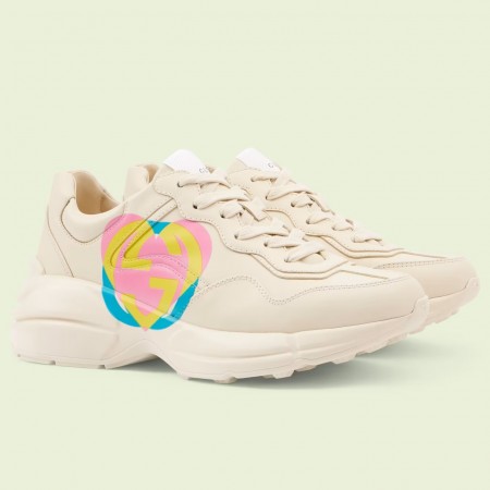 Gucci Women's Rhyton Sneakers with Heart Print