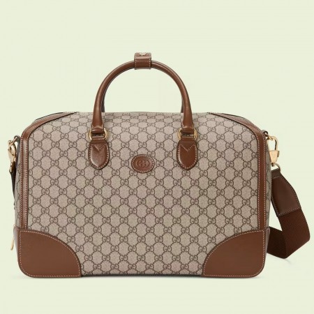 Gucci Duffle Bag in Beige GG Supreme Canvas with Interlocking G