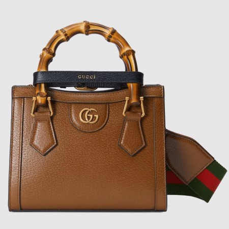 Gucci Diana Mini Tote Bag in Brown Calfskin