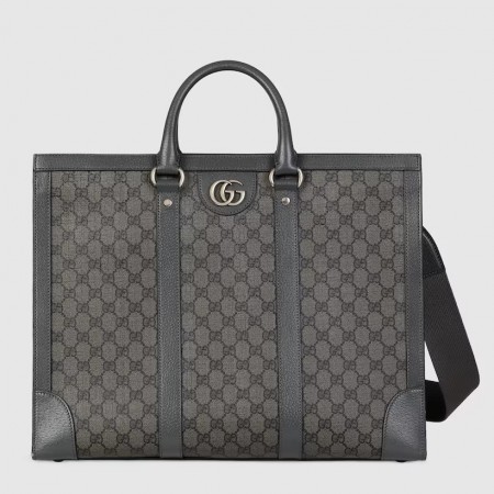Gucci Men's Ophidia Large Tote Bag in Grey GG Supreme Canvas