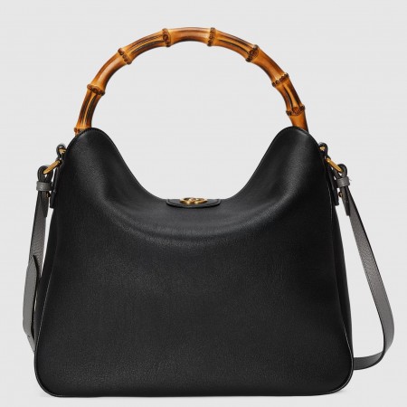 Gucci Diana Large Shoulder Bag in Black Cuir Leather