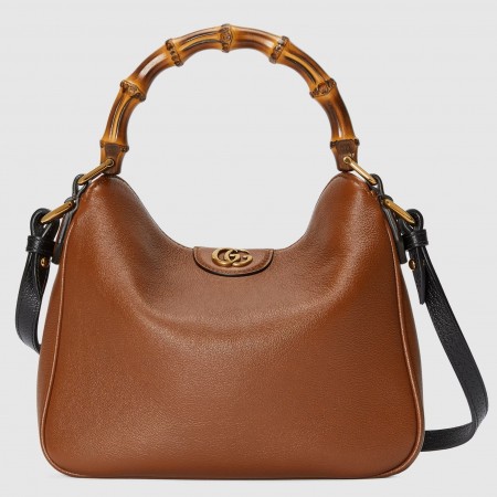 Gucci Diana Small Shoulder Bag in Brown Cuir Leather
