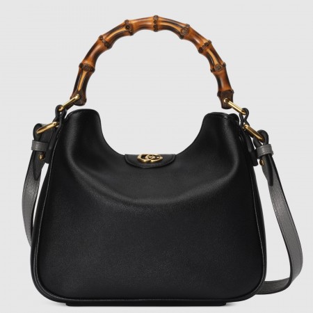 Gucci Diana Small Shoulder Bag in Black Cuir Leather