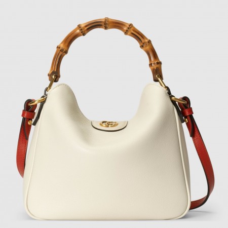 Gucci Diana Small Shoulder Bag in White Cuir Leather