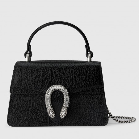 Gucci Dionysus Mini Top Handle Bag in Black Leather