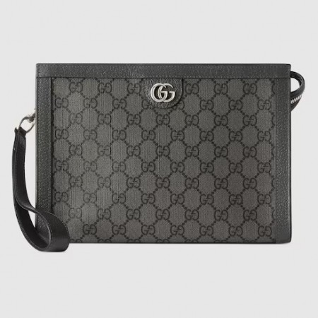 Gucci Ophidia GG Portfolio Pouch in Grey GG Supreme Canvas
