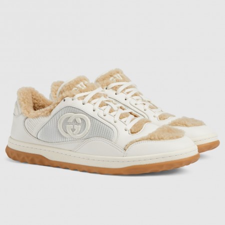 Gucci Men's MAC80 Sneakers in White Leather with Wool