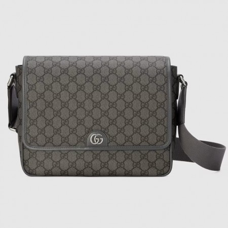 Gucci Ophidia Medium Messenger Bag in Grey GG Supreme Canvas
