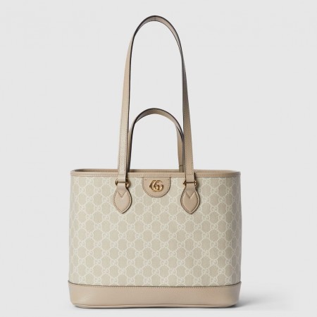 Gucci Ophidia Small Tote Bag in Beige/White GG Supreme Canvas