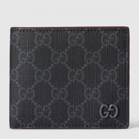 Gucci Bi-fold Wallet in Black Supreme Canvas with Red Interior