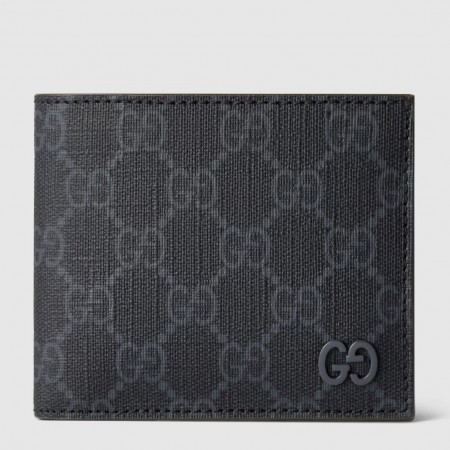 Gucci Bi-fold Wallet in Black Supreme Canvas with Grey Interior